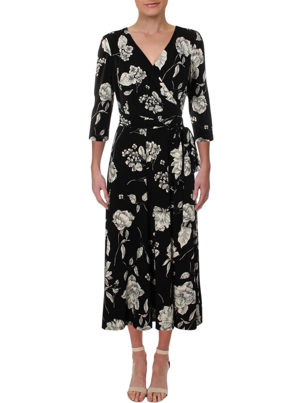 Lauren Ralph Lauren Womens Carlyn Floral Print Wear to Work Dress